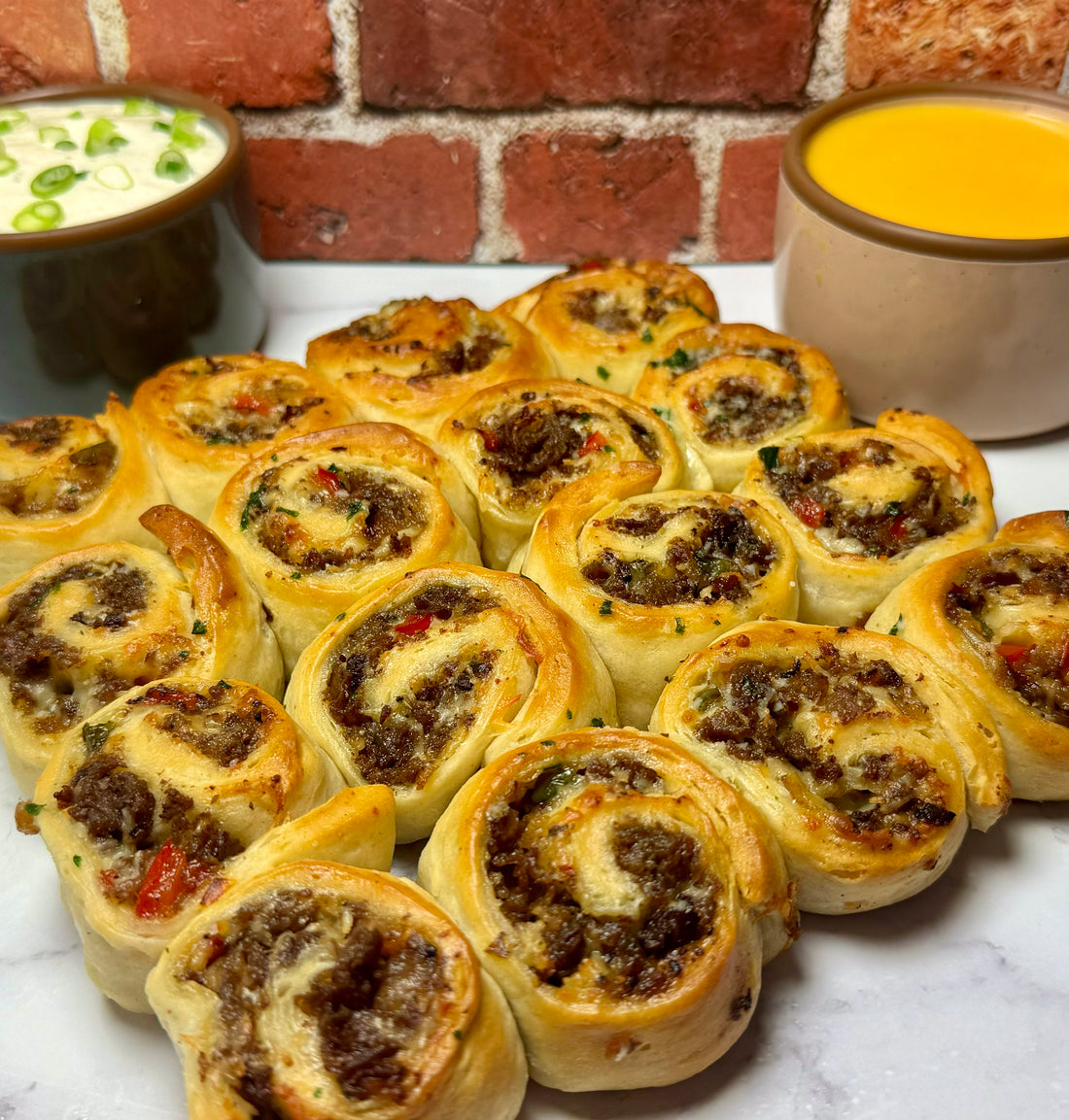 Delicious Superbowl Cheesesteak Pinwheels