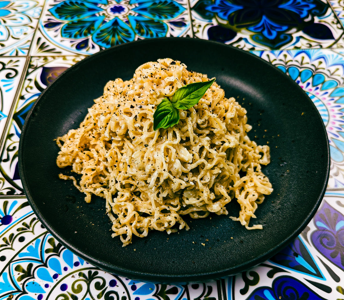 Cacio e Pepe with Ramen noodles and Miso