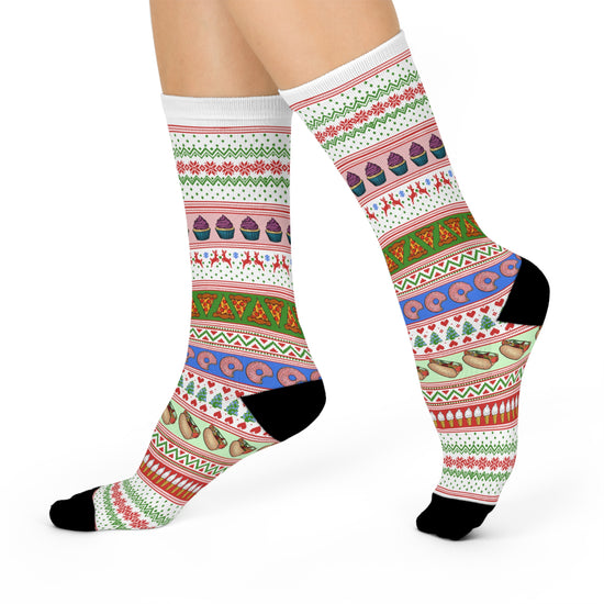 Foodie Fair Isle Socks Gift, Culinary Style, Hand-Drawn Pattern, Cozy Comfort, Foodie Gift, Tasty Toes, Deliciously Chic, Trendy Preseent
