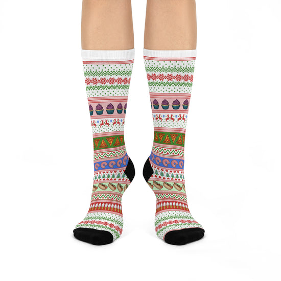 Foodie Fair Isle Socks Gift, Culinary Style, Hand-Drawn Pattern, Cozy Comfort, Foodie Gift, Tasty Toes, Deliciously Chic, Trendy Preseent