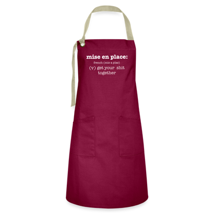 Mise en Place Apron - burgundy/khaki