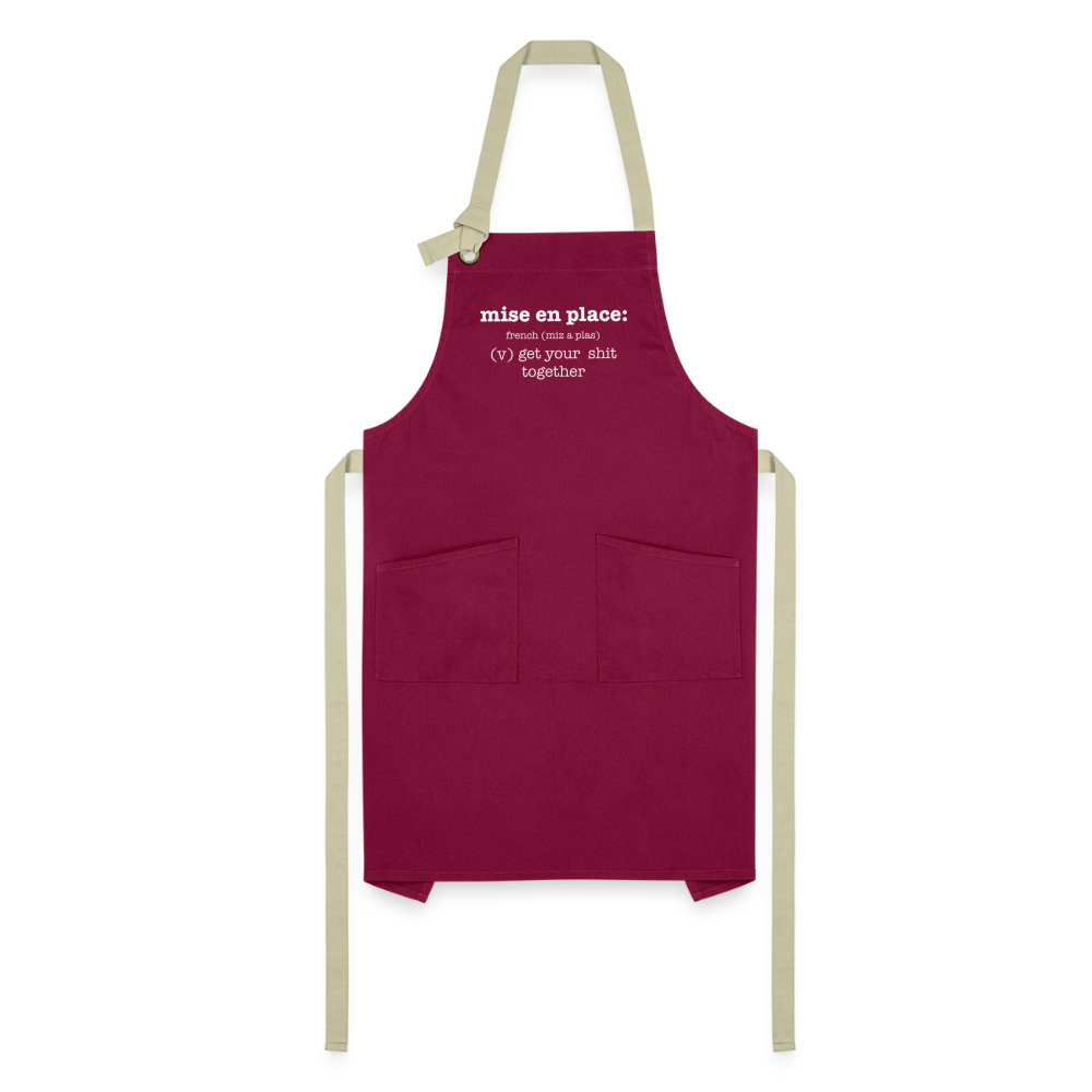 Mise en Place Apron - burgundy/khaki