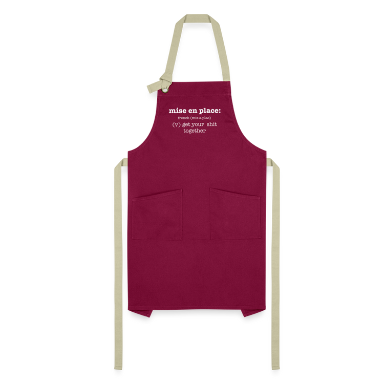 Mise en Place Apron - burgundy/khaki