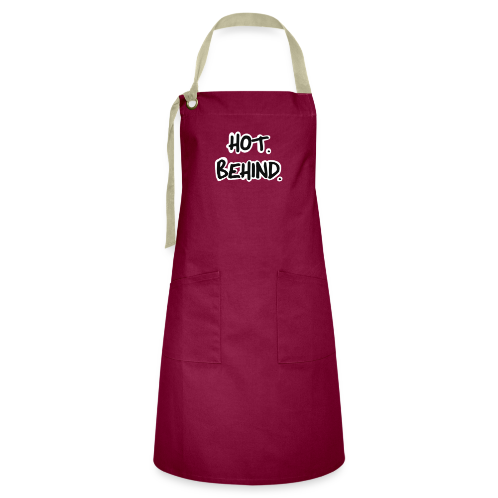 Hot. Behind. Artisan Apron - burgundy/khaki