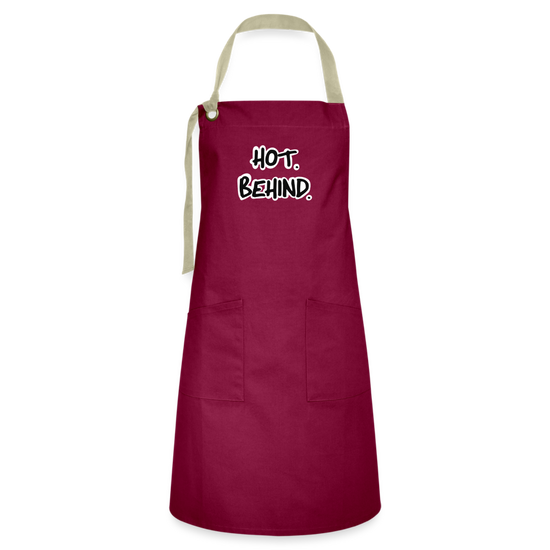 Hot. Behind. Artisan Apron - burgundy/khaki