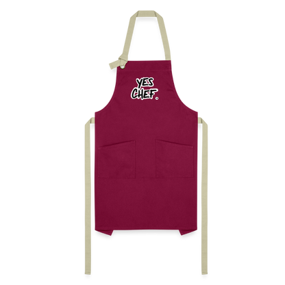 Yes Chef. Artisan Apron - burgundy/khaki