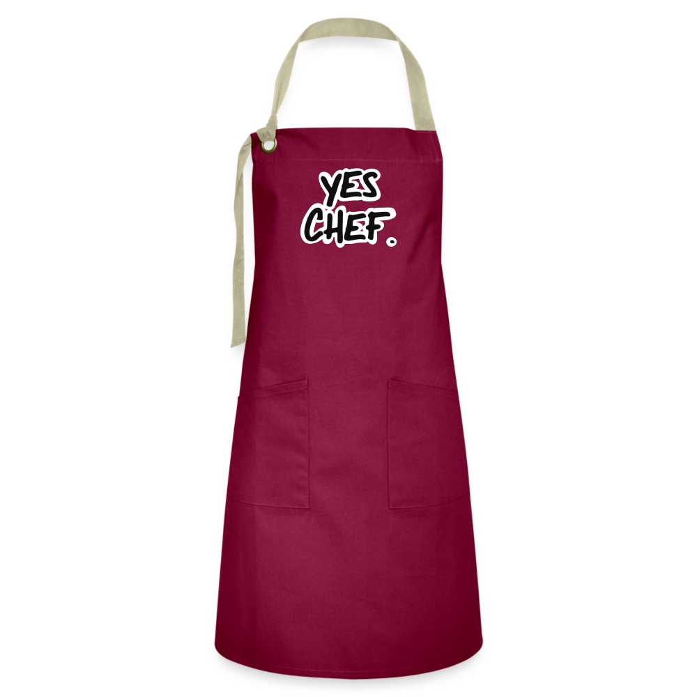 Yes Chef. Artisan Apron - burgundy/khaki