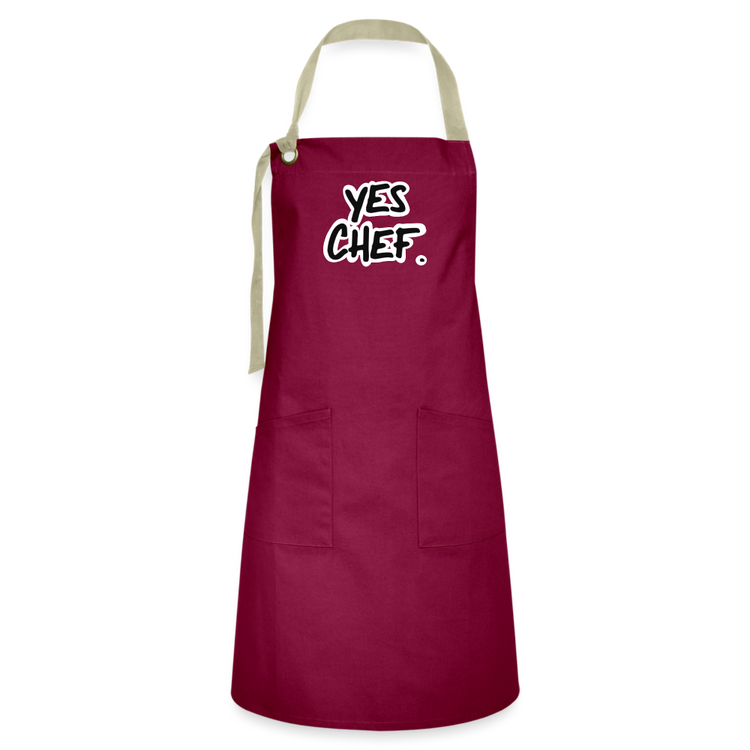 Yes Chef. Artisan Apron - burgundy/khaki