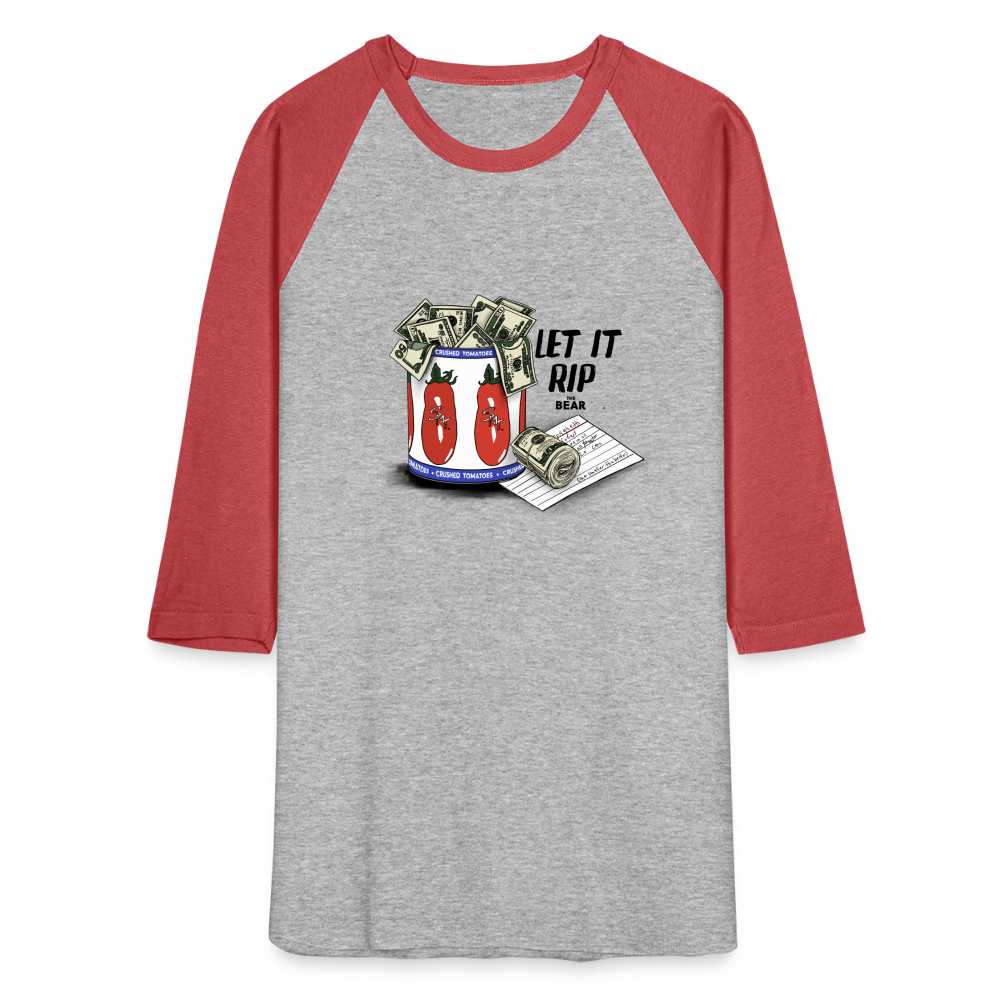 Let It Rip Unisex Baseball Tee - heather gray/red