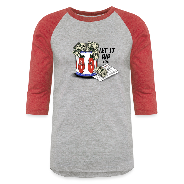 Let It Rip Unisex Baseball Tee - heather gray/red