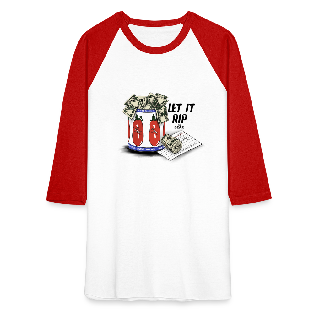 Let It Rip Unisex Baseball Tee - white/red