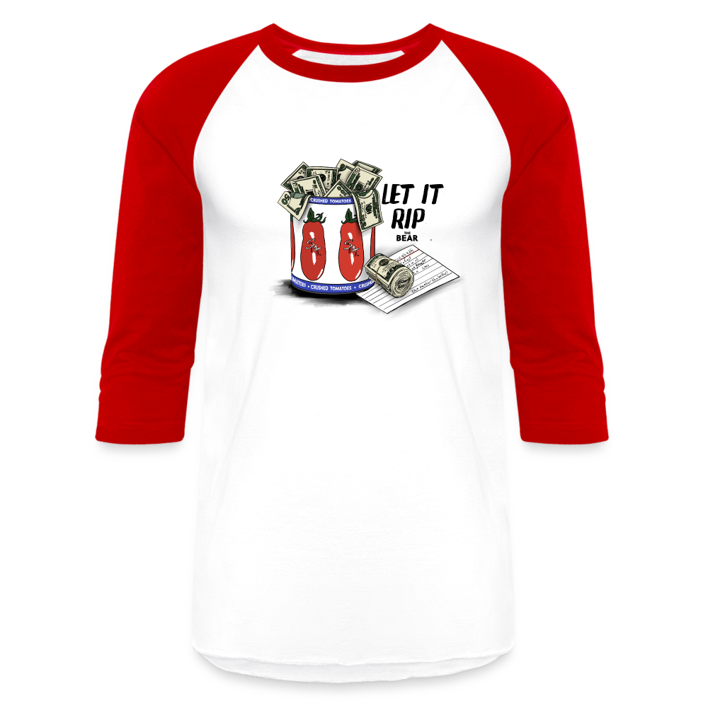 Let It Rip Unisex Baseball Tee - white/red