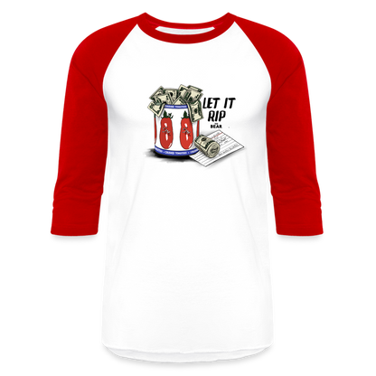 Let It Rip Unisex Baseball Tee - white/red